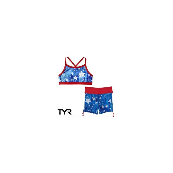 Girl's TYR  Swimsuit Size XS 4/5 Twinkle Della‎ Boy Shorts Trinity Top USA NEW - Picture 6 of 6